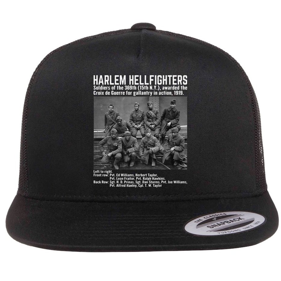 Black Military History USA Black History Harlem Hellfighters Flat Bill Trucker Hat