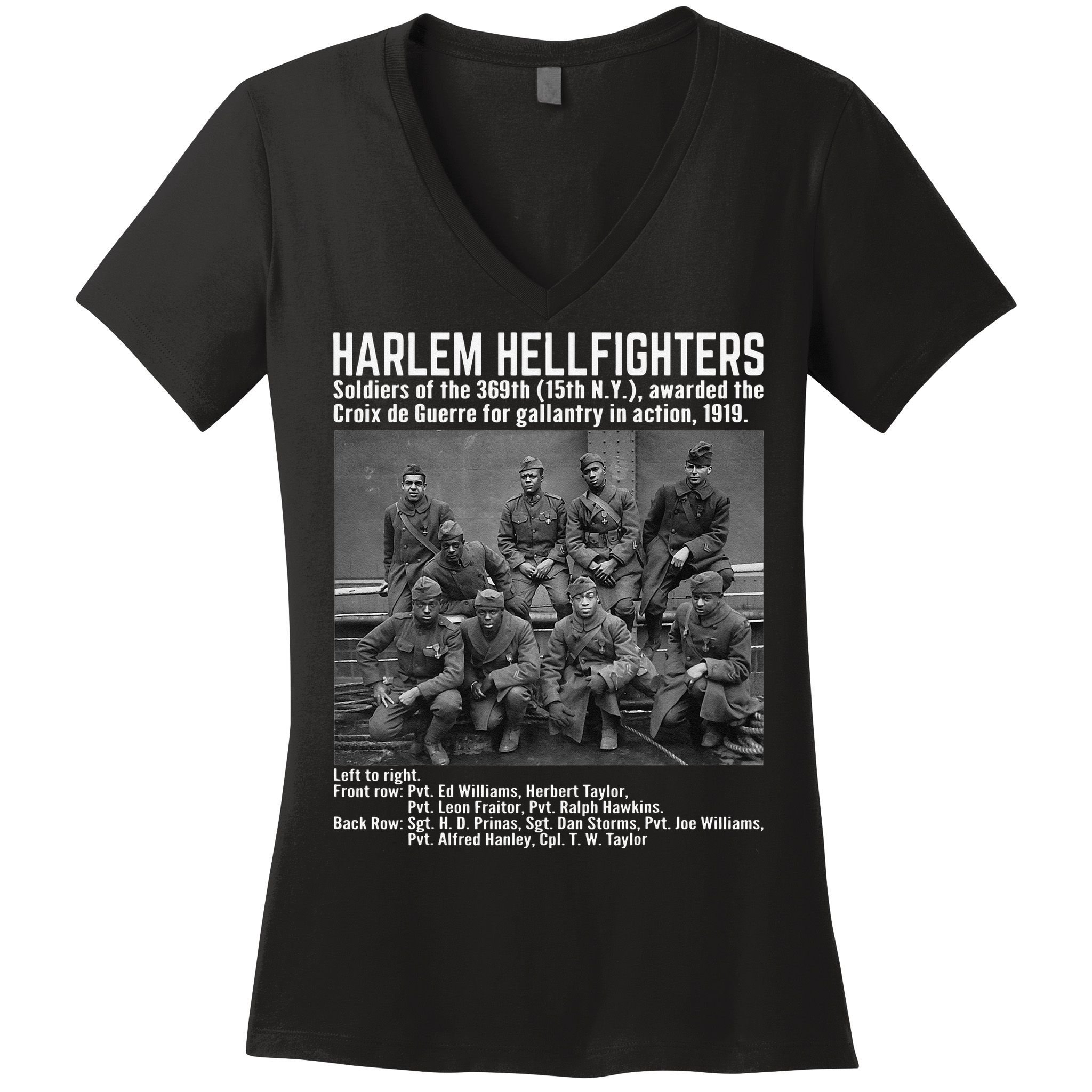 Black Military History USA Black History Harlem Hellfighters Women's V-Neck T-Shirt
