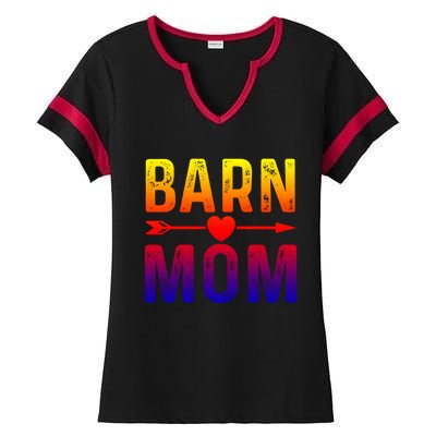 Barn Mom Horse Riding Barnyard Animals Mothers Day Funny Gift Ladies Halftime Notch Neck Tee