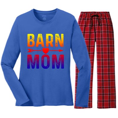 Barn Mom Horse Riding Barnyard Animals Mothers Day Funny Gift Women's Long Sleeve Flannel Pajama Set 