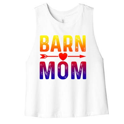 Barn Mom Horse Riding Barnyard Animals Mothers Day Funny Gift Women's Racerback Cropped Tank