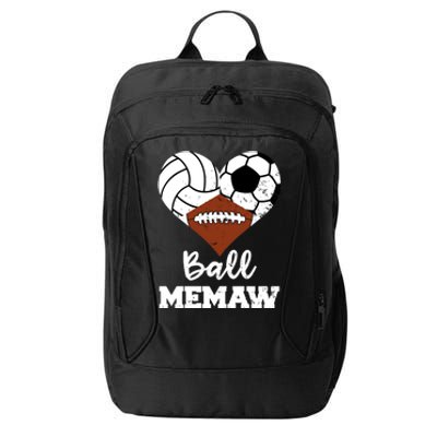 Ball Memaw Heart Funny Volleyball Soccer Football Memaw Gift City Backpack