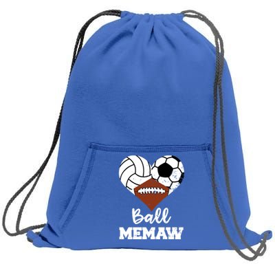 Ball Memaw Heart Funny Volleyball Soccer Football Memaw Gift Sweatshirt Cinch Pack Bag