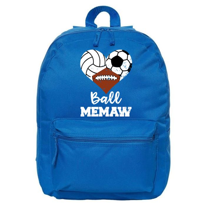 Ball Memaw Heart Funny Volleyball Soccer Football Memaw Gift 16 in Basic Backpack