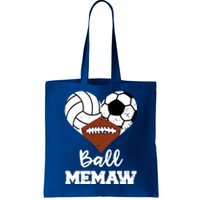 Ball Memaw Heart Funny Volleyball Soccer Football Memaw Gift Tote Bag