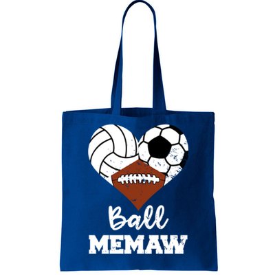 Ball Memaw Heart Funny Volleyball Soccer Football Memaw Gift Tote Bag