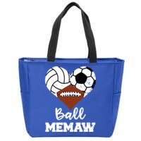 Ball Memaw Heart Funny Volleyball Soccer Football Memaw Gift Zip Tote Bag