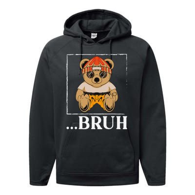 Bruh Meme Hip Hop Teddy Bear Funny Teens Teenager Performance Fleece Hoodie