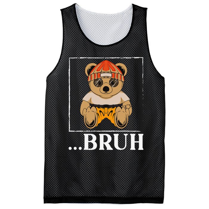 Bruh Meme Hip Hop Teddy Bear Funny Teens Teenager Mesh Reversible Basketball Jersey Tank