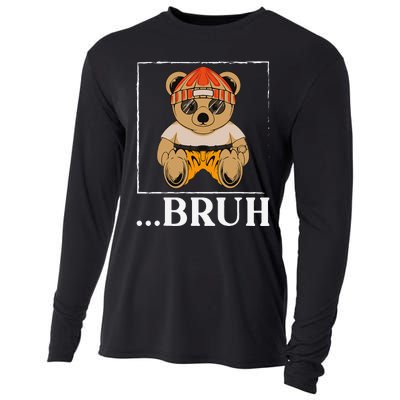 Bruh Meme Hip Hop Teddy Bear Funny Teens Teenager Cooling Performance Long Sleeve Crew