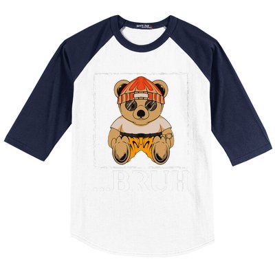 Bruh Meme Hip Hop Teddy Bear Funny Teens Teenager Baseball Sleeve Shirt