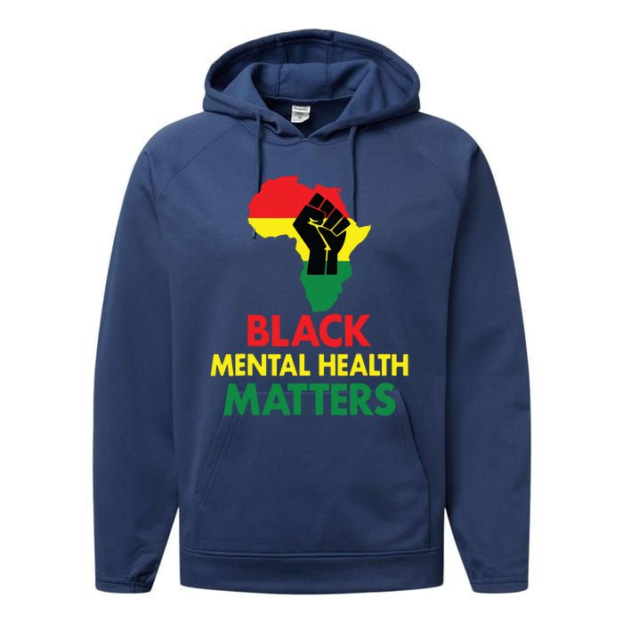 Black Mental Health, African Map Mental Health Awareness Performance Fleece Hoodie