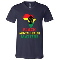 Black Mental Health, African Map Mental Health Awareness V-Neck T-Shirt