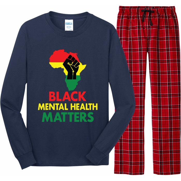 Black Mental Health, African Map Mental Health Awareness Long Sleeve Pajama Set