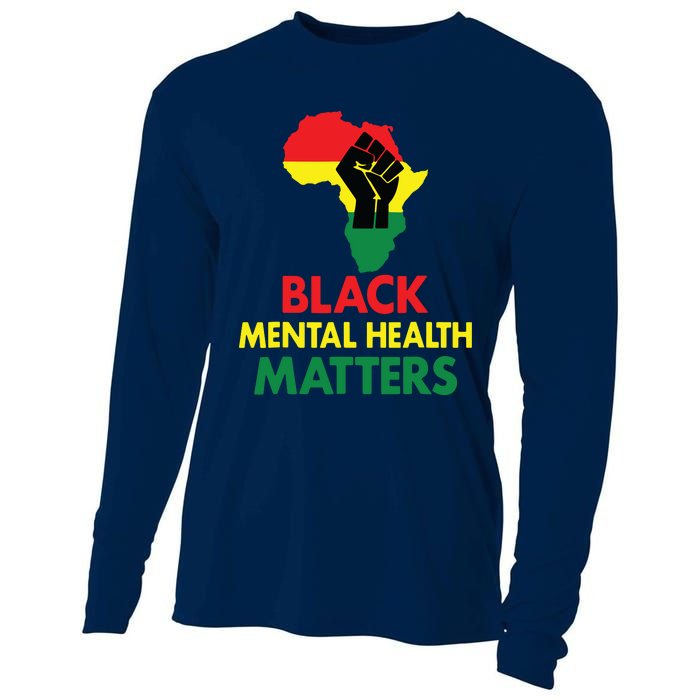 Black Mental Health, African Map Mental Health Awareness Cooling Performance Long Sleeve Crew