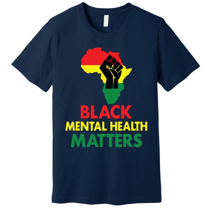 Black Mental Health, African Map Mental Health Awareness Premium T-Shirt