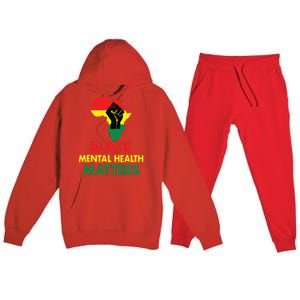 Black Mental Health, African Map Mental Health Awareness Premium Hooded Sweatsuit Set