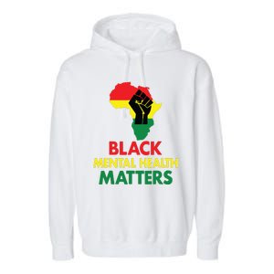 Black Mental Health, African Map Mental Health Awareness Garment-Dyed Fleece Hoodie