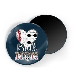 Ball Mom Heart Soccer Baseball Mom Magnet