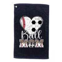 Ball Mom Heart Soccer Baseball Mom Platinum Collection Golf Towel