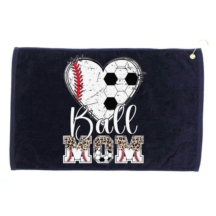 Ball Mom Heart Soccer Baseball Mom Grommeted Golf Towel