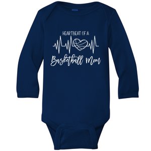 Basketball Mom Heartbeat Cute Proud Mama Gift Baby Long Sleeve Bodysuit