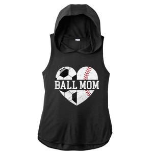 Ball Mom Heart Funny Baseball Soccer Mom Ladies PosiCharge Tri-Blend Wicking Draft Hoodie Tank