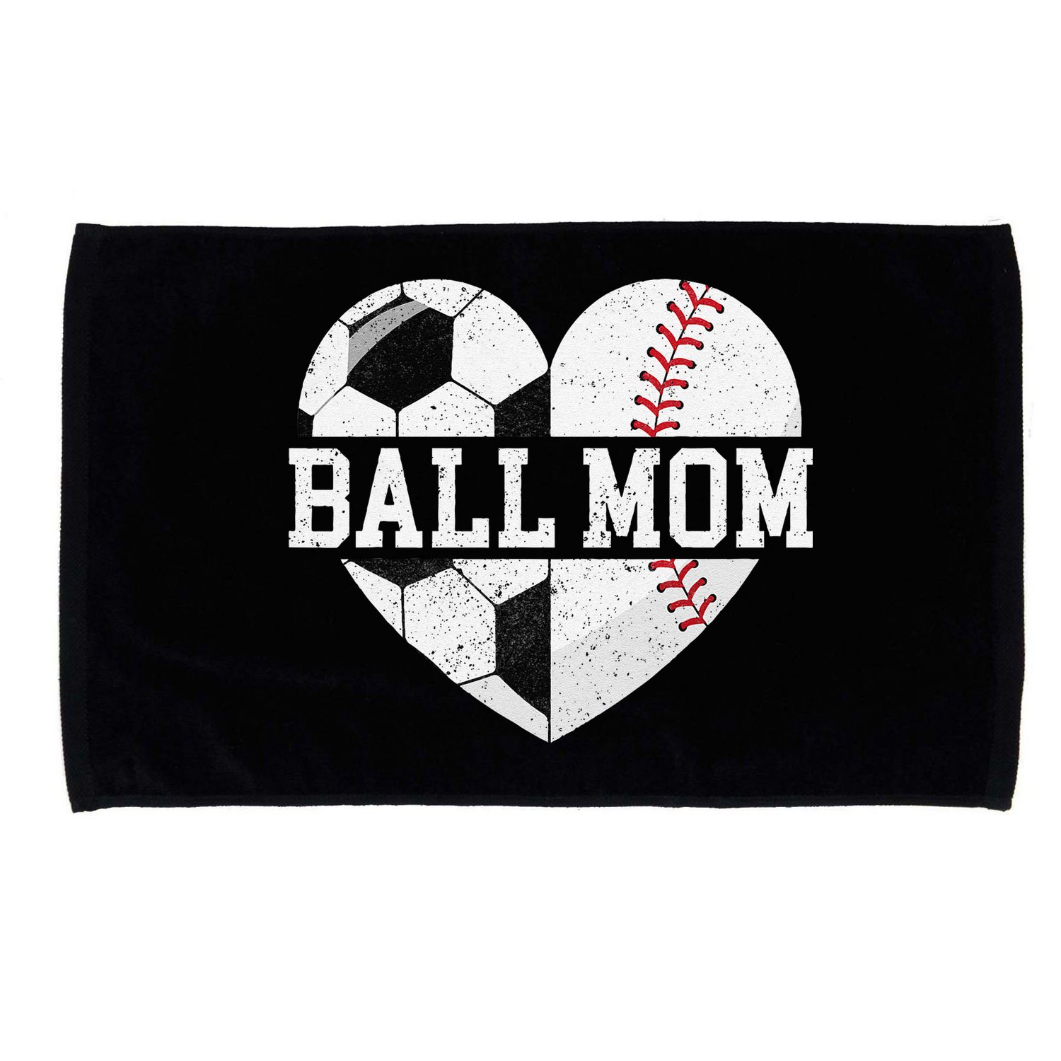 Ball Mom Heart Funny Baseball Soccer Mom Microfiber Hand Towel
