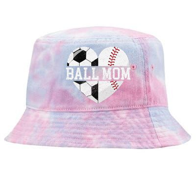 Ball Mom Heart Funny Baseball Soccer Mom Tie-Dyed Bucket Hat