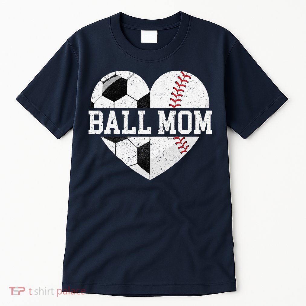 Ball Mom Heart Funny Baseball Soccer Mom Tall T-Shirt