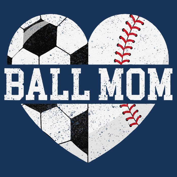Ball Mom Heart Funny Baseball Soccer Mom Button