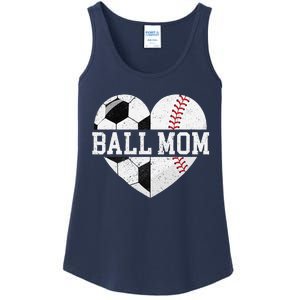 Ball Mom Heart Funny Baseball Soccer Mom Ladies Essential Tank