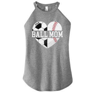 Ball Mom Heart Funny Baseball Soccer Mom Women's Perfect Tri Rocker Tank