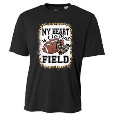 Bleached My Heart Is On That Field Football Mom Leopard Cooling Performance Crew T-Shirt