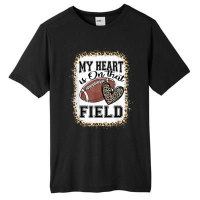 Bleached My Heart Is On That Field Football Mom Leopard Tall Fusion ChromaSoft Performance T-Shirt