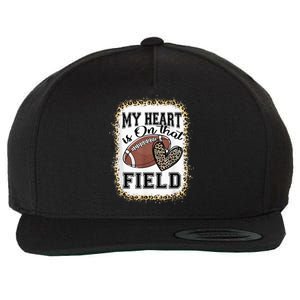 Bleached My Heart Is On That Field Football Mom Leopard Wool Snapback Cap