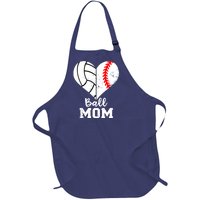 Ball Mom Heart Funny Baseball Volleyball Mom Full-Length Apron With Pockets