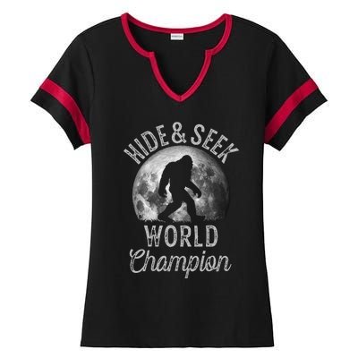 Bigfoot Moon Hide And Seek World Champion Sasquatch Ladies Halftime Notch Neck Tee