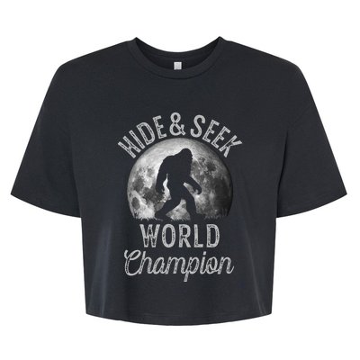 Bigfoot Moon Hide And Seek World Champion Sasquatch Bella+Canvas Jersey Crop Tee