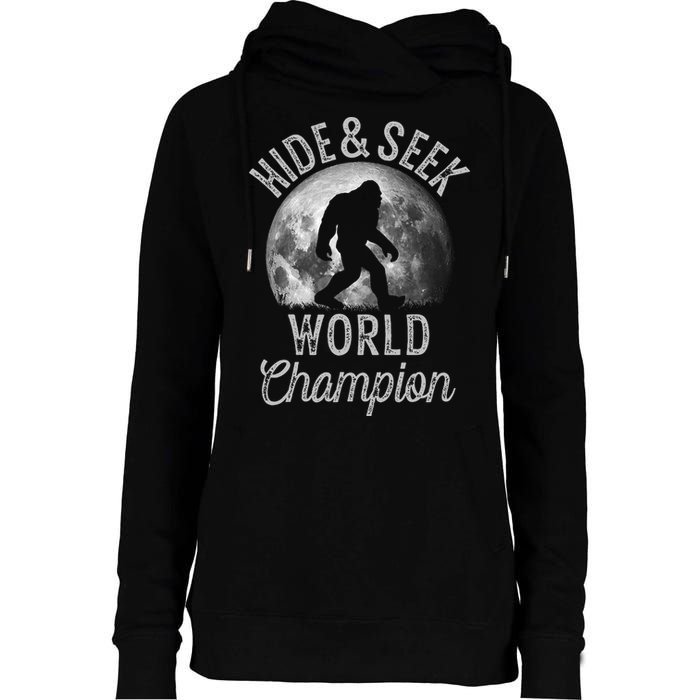 Bigfoot Moon Hide And Seek World Champion Sasquatch Womens Funnel Neck Pullover Hood