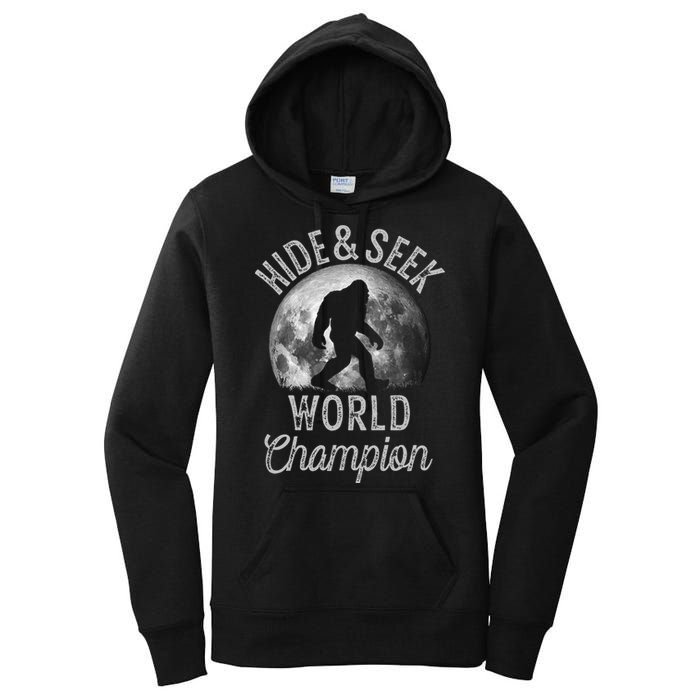 Bigfoot Moon Hide And Seek World Champion Sasquatch Women's Pullover Hoodie