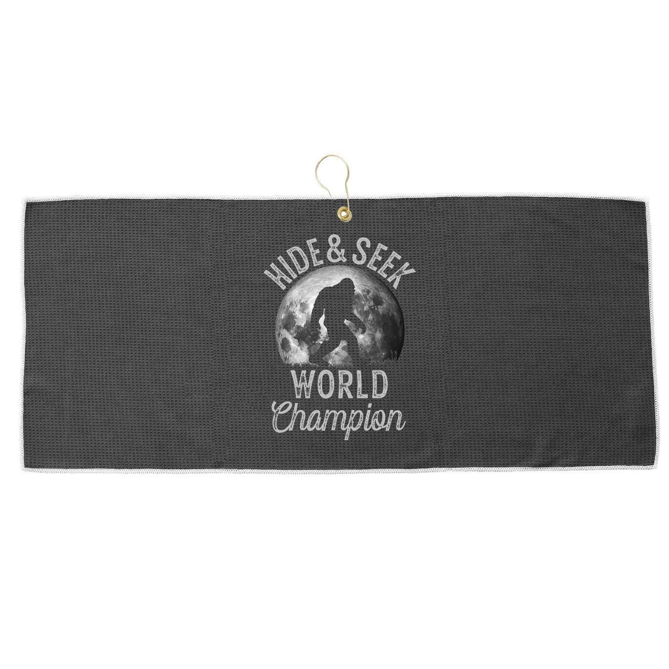 Bigfoot Moon Hide And Seek World Champion Sasquatch Large Microfiber Waffle Golf Towel