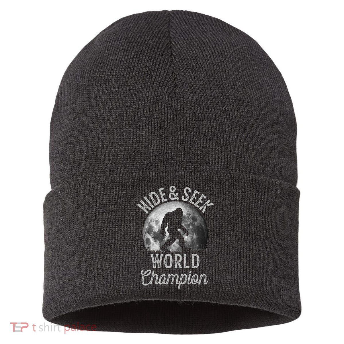 Bigfoot Moon Hide And Seek World Champion Sasquatch Sustainable Knit Beanie