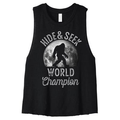 Bigfoot Moon Hide And Seek World Champion Sasquatch Women's Racerback Cropped Tank