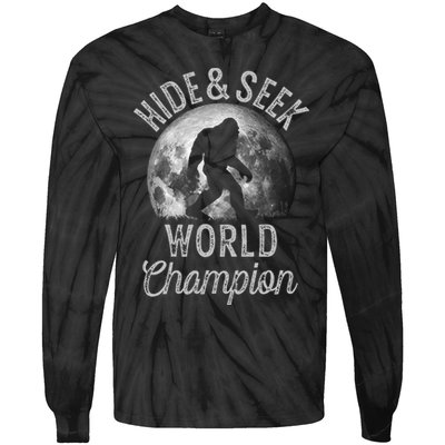Bigfoot Moon Hide And Seek World Champion Sasquatch Tie-Dye Long Sleeve Shirt