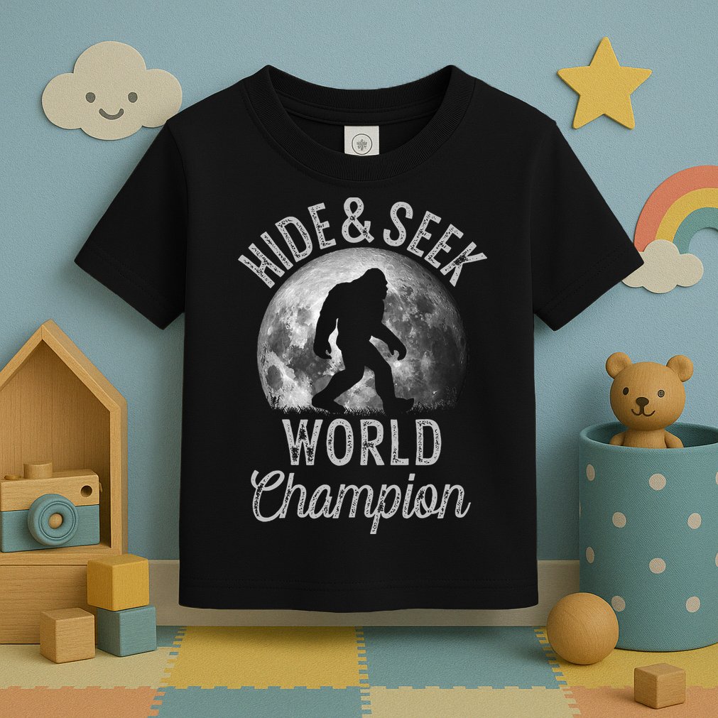 Bigfoot Moon Hide And Seek World Champion Sasquatch Toddler T-Shirt