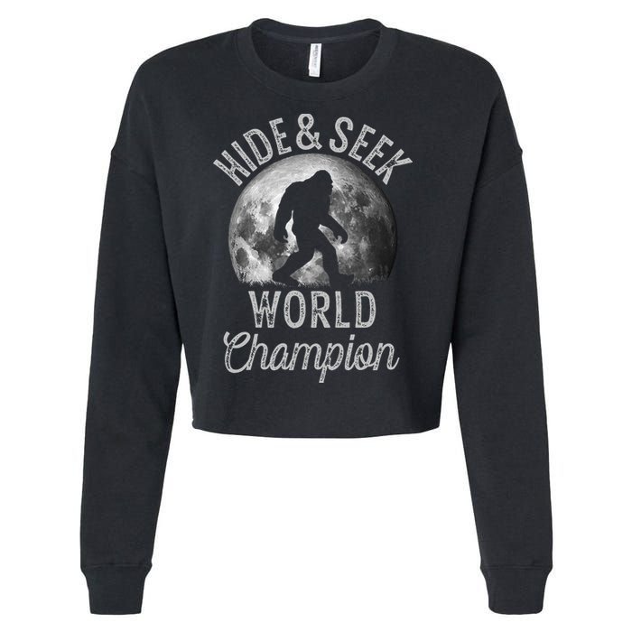 Bigfoot Moon Hide And Seek World Champion Sasquatch Cropped Pullover Crew