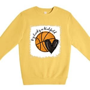 Bleached My Heart Is On That Field Basketball Game Day Vibes Cool Gift Premium Crewneck Sweatshirt