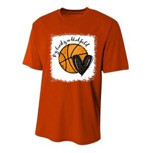 Bleached My Heart Is On That Field Basketball Game Day Vibes Cool Gift Performance Sprint T-Shirt