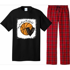 Bleached My Heart Is On That Field Basketball Game Day Vibes Cool Gift Pajama Set